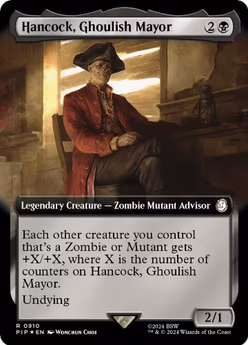 Hancock, Ghoulish Mayor (Extended Art) (Surge Foil) (910), Universes Beyond: Fallout — Magic card price