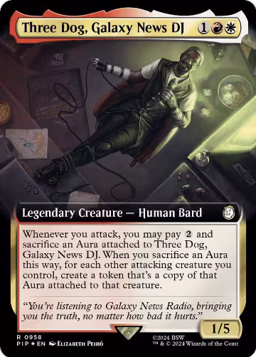 Three Dog, Galaxy News DJ (Extended Art) (Surge Foil) (958), Universes Beyond: Fallout — Magic card price
