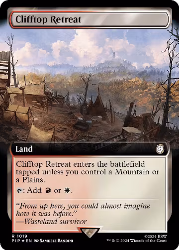 Clifftop Retreat (Extended Art) (Surge Foil) (1019), Universes Beyond: Fallout — Magic card price