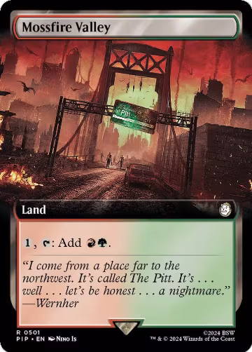Mossfire Valley (Extended Art) (501), Universes Beyond: Fallout — Magic card price