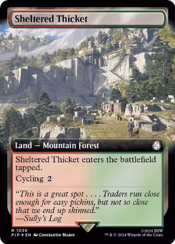 Sheltered Thicket (Extended Art) (Surge Foil) (1036), Universes Beyond: Fallout — Magic card price