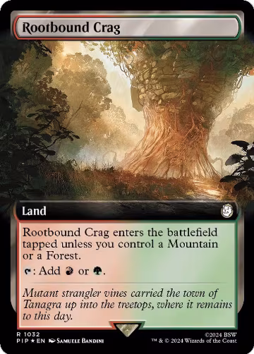 Rootbound Crag (Extended Art) (Surge Foil) (1032), Universes Beyond: Fallout — Magic card price