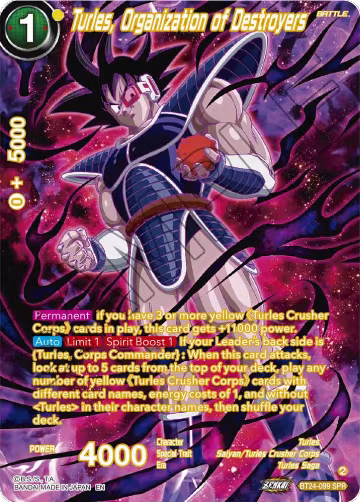 Turles, Organization of Destroyers (SPR) (BT24-099), Beyond Generations — DB Super card price