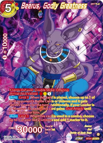 Beerus, Godly Greatness (SPR) (BT24-128), Beyond Generations — DB Super card price