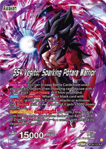 SS4 Son Goku & SS4 Vegeta // SS4 Vegito, Sparking Potara Warrior (SLR) (BT24-112), Beyond Generations — DB Super card price
