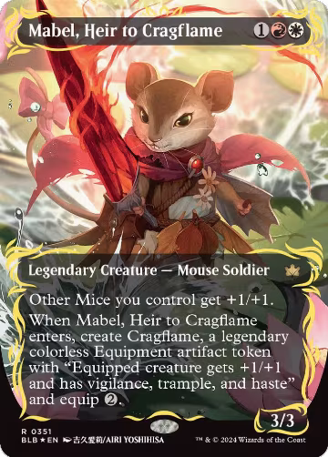 Mabel, Heir to Cragflame (Borderless) (Raised Foil) (351), Bloomburrow — Magic card price