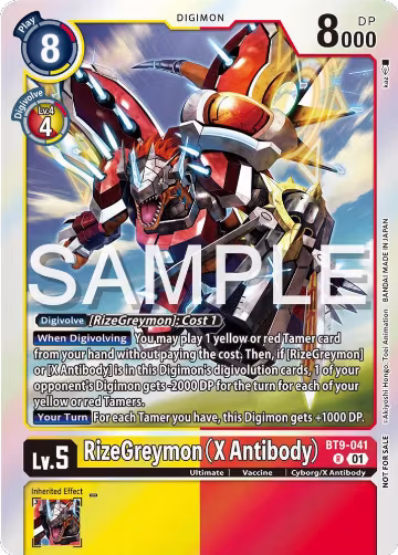 RizeGreymon (X Antibody) (Event Pack 6) (BT9-041 R), X Record — Digimon card price
