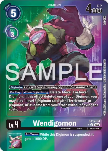 Wendigomon (Advanced Deck Set Double Typhoon Secret Pack) (ST17-04 U), Starter Deck 17: Double Typhoon Advanced Deck Set — Digimon card price