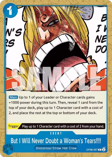 But I Will Never Doubt a Woman's Tears!!!! (OP06-057), Wings of the Captain — One Piece card price