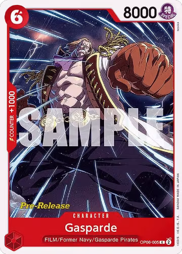 Gasparde (OP06-005), Wings of the Captain Pre-Release Cards — One Piece card price