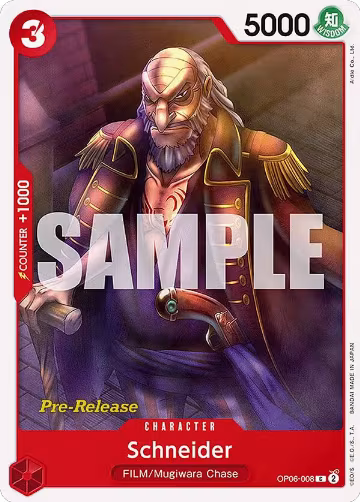 Schneider (OP06-008), Wings of the Captain Pre-Release Cards — One Piece card price