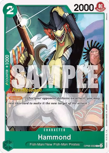 Hammond (OP06-032), Wings of the Captain Pre-Release Cards — One Piece card price