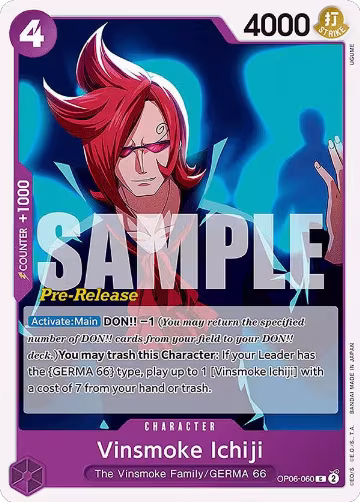 Vinsmoke Ichiji (060) (OP06-060), Wings of the Captain Pre-Release Cards — One Piece card price