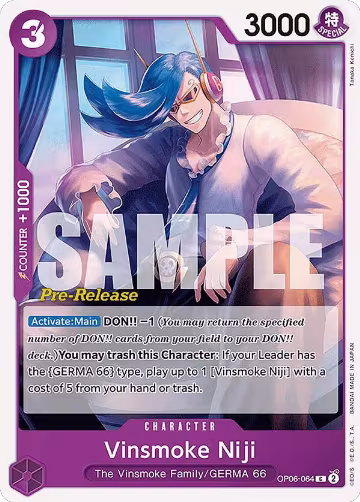 Vinsmoke Niji (064) (OP06-064), Wings of the Captain Pre-Release Cards — One Piece card price