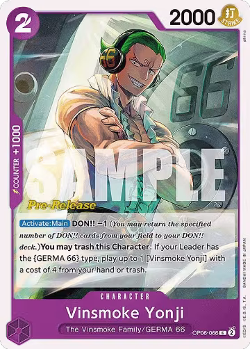 Vinsmoke Yonji (066) (OP06-066), Wings of the Captain Pre-Release Cards — One Piece card price