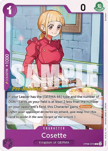 Cosette (OP06-072), Wings of the Captain Pre-Release Cards — One Piece card price