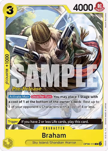 Braham (OP06-111), Wings of the Captain Pre-Release Cards — One Piece card price
