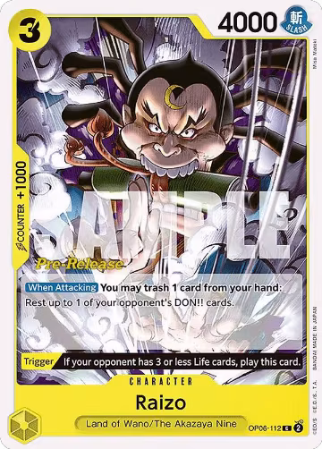 Raizo (OP06-112), Wings of the Captain Pre-Release Cards — One Piece card price