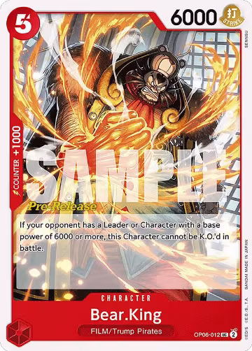 Bear.King (OP06-012), Wings of the Captain Pre-Release Cards — One Piece card price