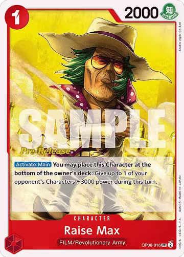 Raise Max (OP06-016), Wings of the Captain Pre-Release Cards — One Piece card price