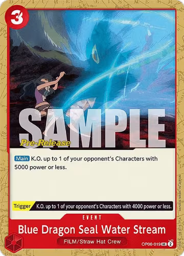 Blue Dragon Seal Water Stream (OP06-019), Wings of the Captain Pre-Release Cards — One Piece card price