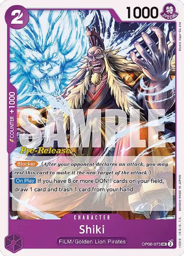 Shiki (OP06-073), Wings of the Captain Pre-Release Cards — One Piece card price