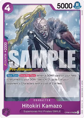 Hitokiri Kamazo (OP06-076), Wings of the Captain Pre-Release Cards — One Piece card price