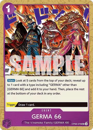 GERMA 66 (OP06-078), Wings of the Captain Pre-Release Cards — One Piece card price
