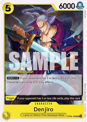 Denjiro (OP06-109), Wings of the Captain Pre-Release Cards — One Piece card price