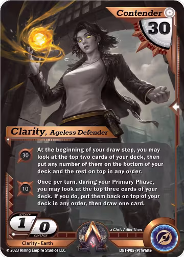 Clarity, Ageless Defender (Monochrome) (DB1-P05), Year of the Dragon — Alpha Clash card price