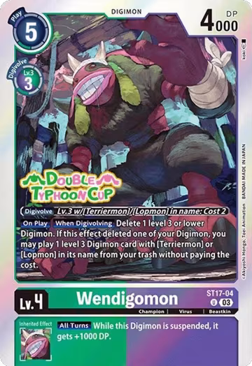 Wendigomon (ST17-04 U), Starter Deck 17: Double Typhoon Advanced Deck Set Pre-Release Cards — Digimon card price