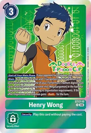 Henry Wong (ST17-10 R), Starter Deck 17: Double Typhoon Advanced Deck Set Pre-Release Cards — Digimon card price
