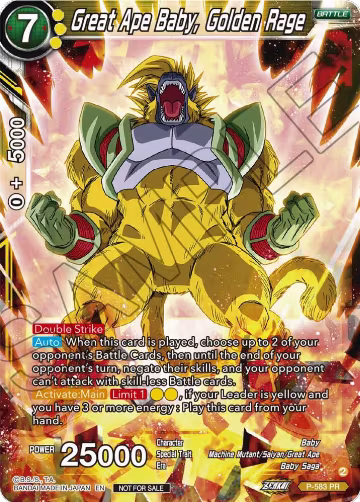 Great Ape Baby, Golden Rage (Zenkai Series Tournament Pack Vol.7) (P-583), Tournament Promotion Cards — DB Super card price