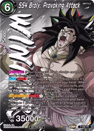 SS4 Broly, Provoking Attack (Zenkai Series Tournament Pack Vol.7) (Winner) (P-586), Tournament Promotion Cards — DB Super card price