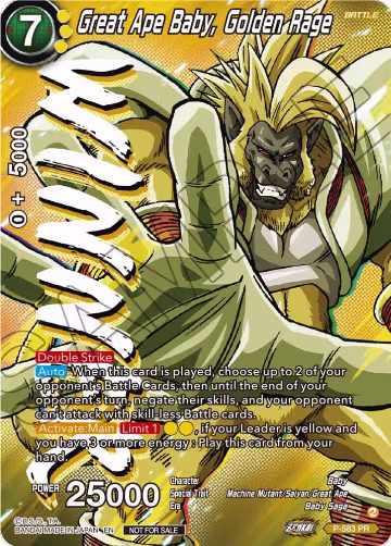 Great Ape Baby, Golden Rage (Zenkai Series Tournament Pack Vol.7) (Winner) (P-583), Tournament Promotion Cards — DB Super card price
