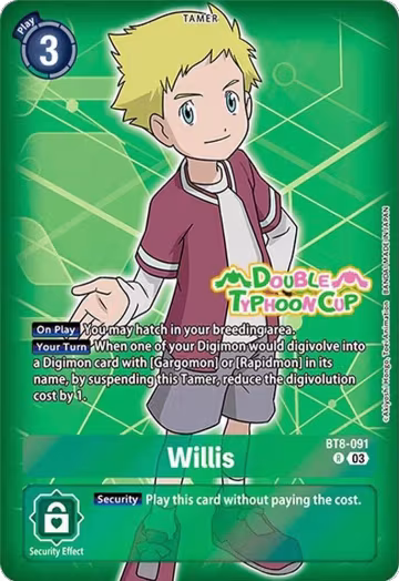 Willis (Reprint) (BT8-091 R), Starter Deck 17: Double Typhoon Advanced Deck Set Pre-Release Cards — Digimon card price