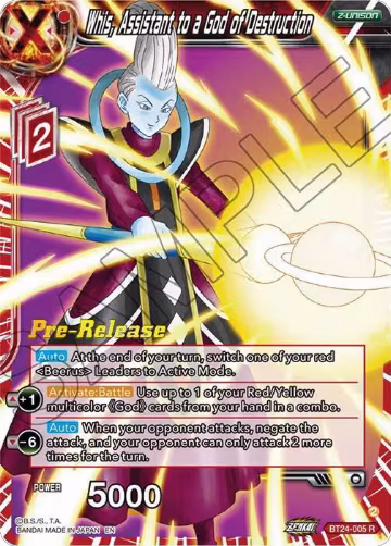 Whis, Assistant to a God of Destruction (BT24-005), Beyond Generations Pre-Release Cards — DB Super card price