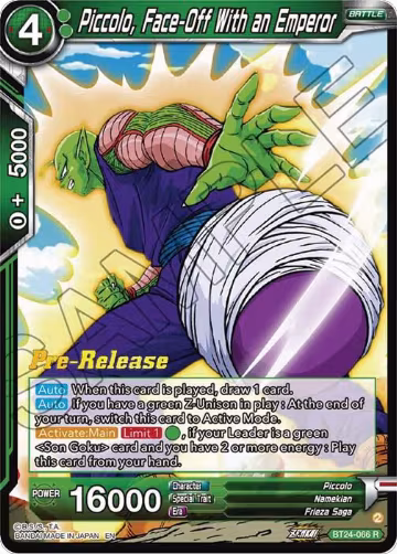 Piccolo, Face-Off With an Emperor (BT24-066), Beyond Generations Pre-Release Cards — DB Super card price