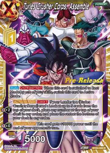 Turles Crusher Corps, Assemble (BT24-083), Beyond Generations Pre-Release Cards — DB Super card price