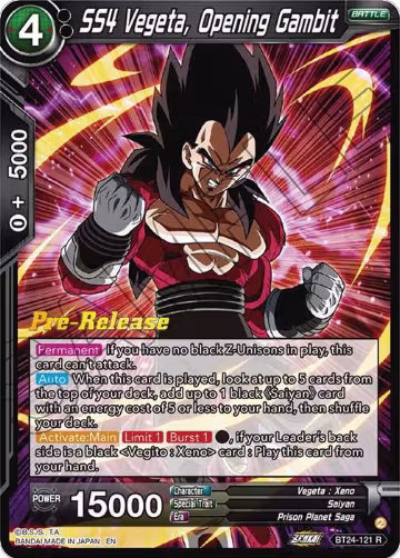 SS4 Vegeta, Opening Gambit (BT24-121), Beyond Generations Pre-Release Cards — DB Super card price