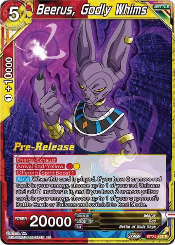 Beerus, Godly Whims (BT24-127), Beyond Generations Pre-Release Cards — DB Super card price