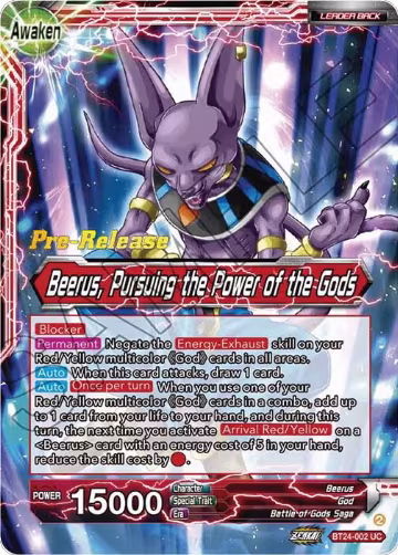Beerus // Beerus, Pursuing the Power of the Gods (BT24-002), Beyond Generations Pre-Release Cards — DB Super card price
