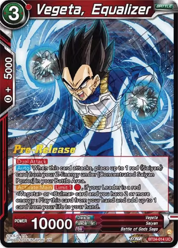 Vegeta, Equalizer (BT24-014), Beyond Generations Pre-Release Cards — DB Super card price