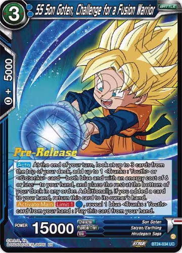 SS Son Goten, Challenge for a Fusion Warrior (BT24-034), Beyond Generations Pre-Release Cards — DB Super card price