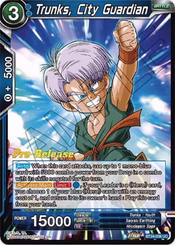 Trunks, City Guardian (BT24-036), Beyond Generations Pre-Release Cards — DB Super card price