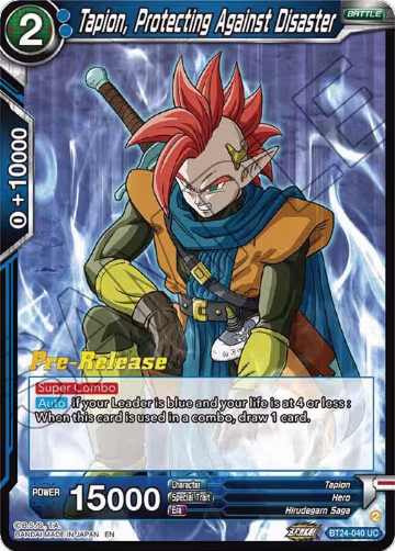 Tapion, Protecting Against Disaster (BT24-040), Beyond Generations Pre-Release Cards — DB Super card price