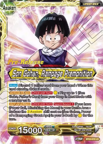 Son Gohan // Son Gohan, Rampage Premonition (BT24-079), Beyond Generations Pre-Release Cards — DB Super card price