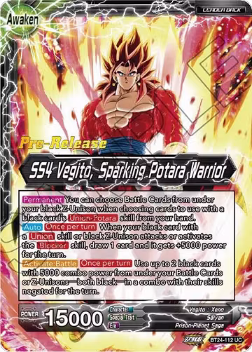 SS4 Son Goku & SS4 Vegeta // SS4 Vegito, Sparking Potara Warrior (BT24-112), Beyond Generations Pre-Release Cards — DB Super card price