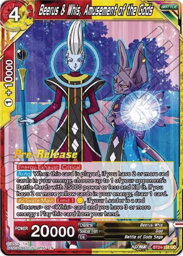 Beerus & Whis, Amusement of the Gods (BT24-131), Beyond Generations Pre-Release Cards — DB Super card price