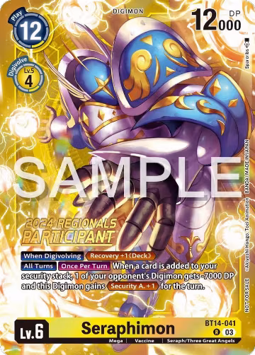 Seraphimon (2024 Regionals Participant) (BT14-041 R), Blast Ace — Digimon card price